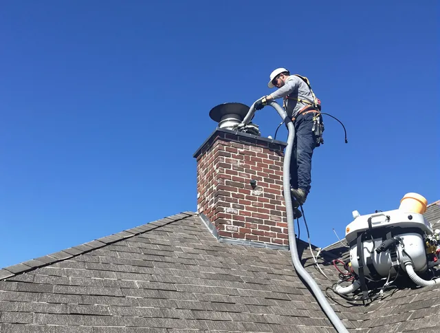 Dedicated Parma Heights Chimney Sweep team member cleaning a chimney in Parma Heights, OH