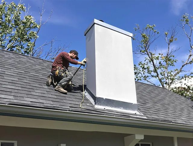 Parma Heights Chimney Sweep team member finishing chimney construction in Parma Heights, OH