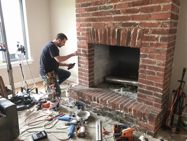 Parma Heights Chimney Sweep specialist finalizing chimney liner service in Parma Heights, OH
