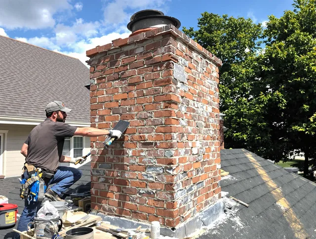 Completed chimney rebuild by Parma Heights Chimney Sweep in Parma Heights, OH