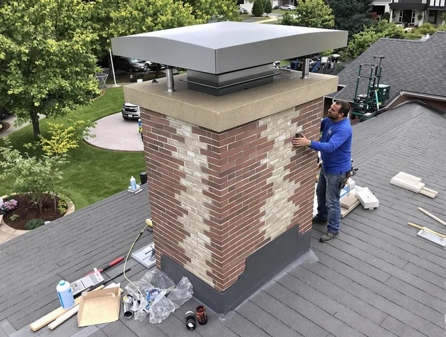 Parma Heights Chimney Sweep team working on a custom chimney remodel in Parma Heights, OH
