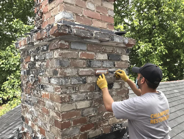In-progress chimney restoration by Parma Heights Chimney Sweep in Parma Heights, OH