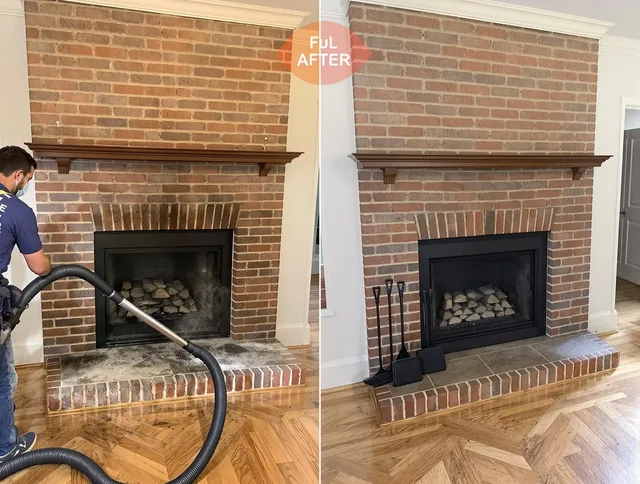 Parma Heights Chimney Sweep carefully sanitizing a fireplace in Parma Heights, OH