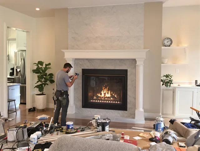 Newly installed fireplace by Parma Heights Chimney Sweep in Parma Heights, OH